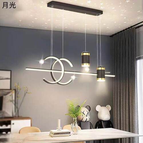 餐厅灯吊灯轻奢灯具现代简约饭厅餐桌吧台北欧极简长条创意设计感