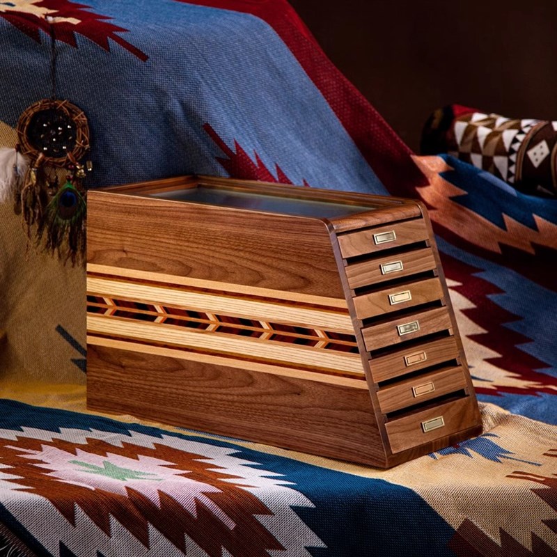 5o大人 游艇柜首饰盒实木精致G牌中古风文玩收纳柜高端Z七抽首饰