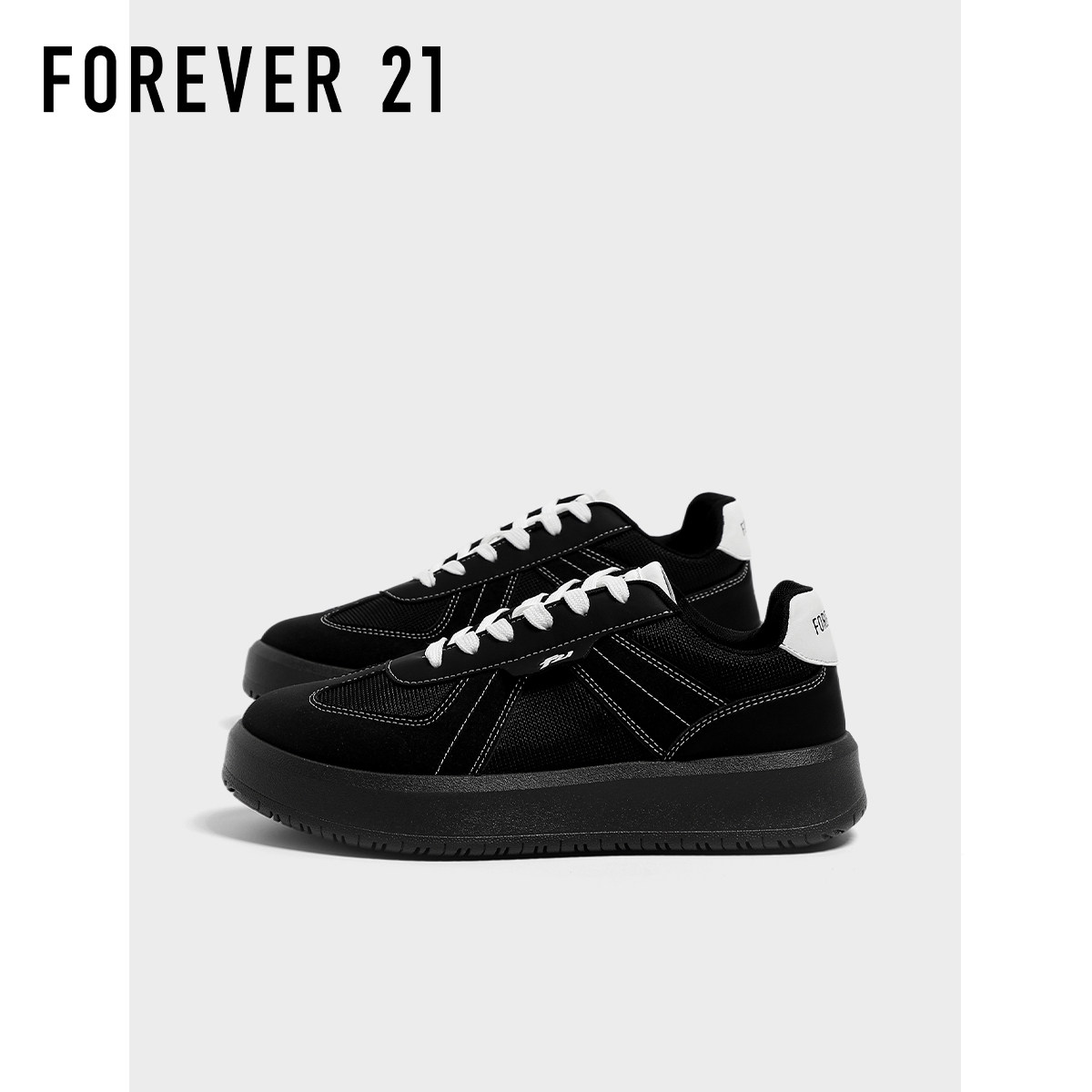 F21黑色德训鞋男2025秋季新款