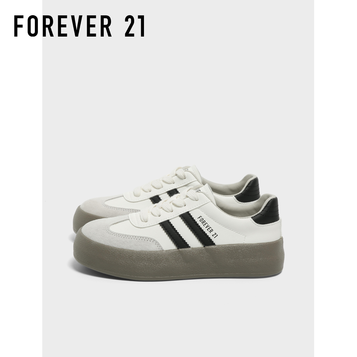 F21厚底真皮德训鞋女2025新款