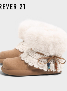F21雪地靴女款2025新款冬季软底加绒加厚保暖抗寒超好看毛毛棉鞋