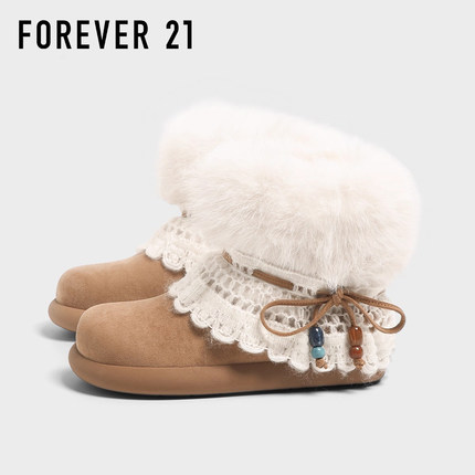 F21雪地靴女款2025新款冬季软底加绒加厚保暖抗寒超好看毛毛棉鞋