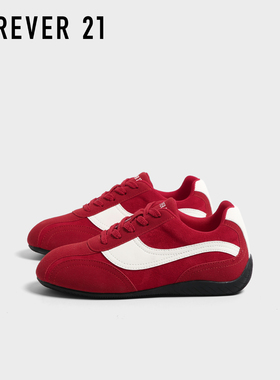 F21红色德训鞋女2025新款秋季软底内增高轻便休闲潮流运动赛车鞋