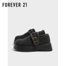 F21黑色毛绒勃肯鞋2025新款秋冬女生小个子厚底增高一脚蹬休闲鞋
