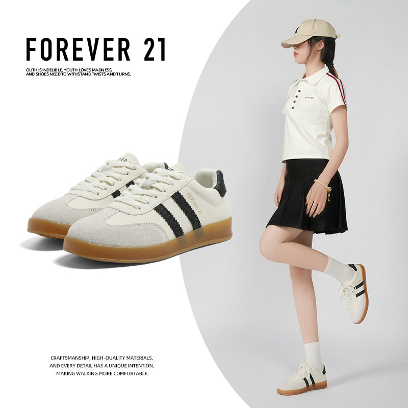 F21真皮德训鞋女款2026年新款超火巨好看平底鞋子女休闲运动板鞋