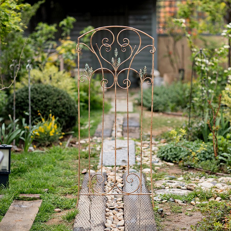 复古铁艺爬藤架庭院篱笆屏风隔断铁线莲花架攀爬支架欧式园艺装饰