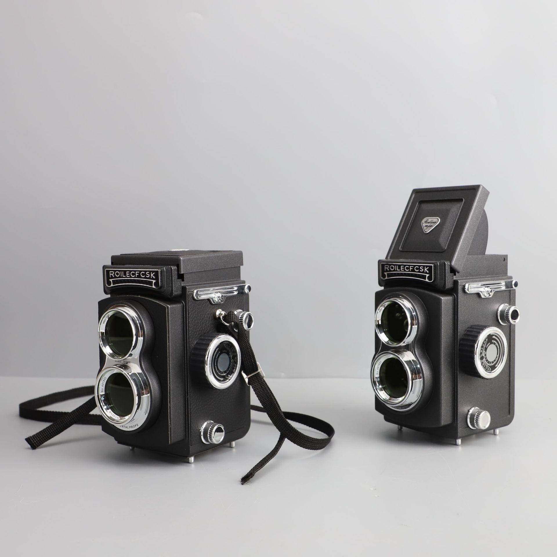 现代简约双反相机模型样板间书房摆件装饰品道具音乐主题软装设计