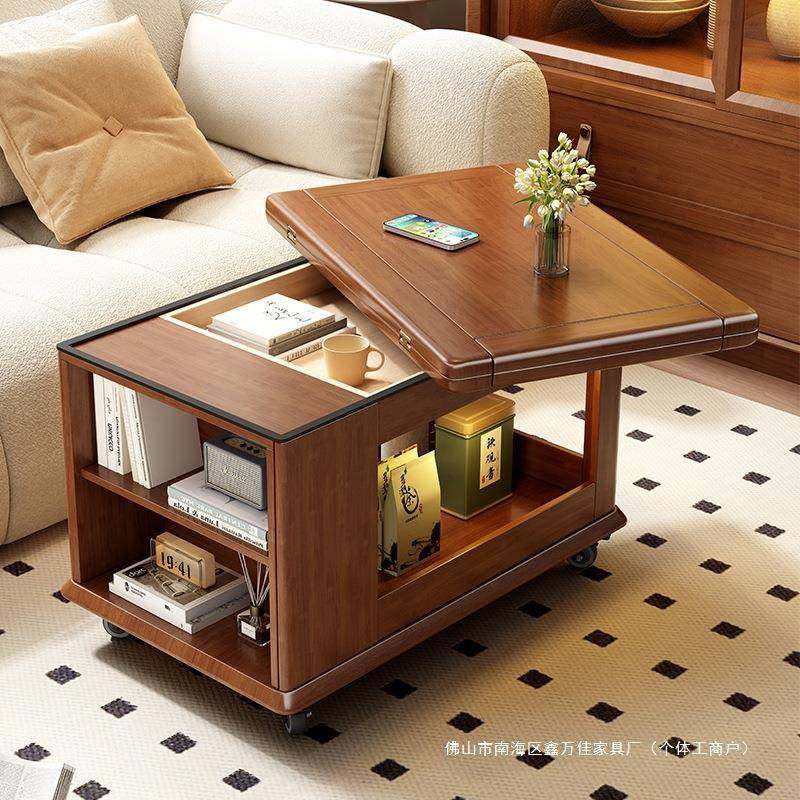 实木小推车茶几家用可折叠移动茶台茶桌小户型客厅多功能沙发边几
