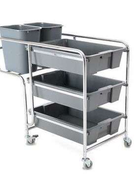不锈钢收碗车收餐车餐盘收集车三层加厚手推清洁车白云AF08167