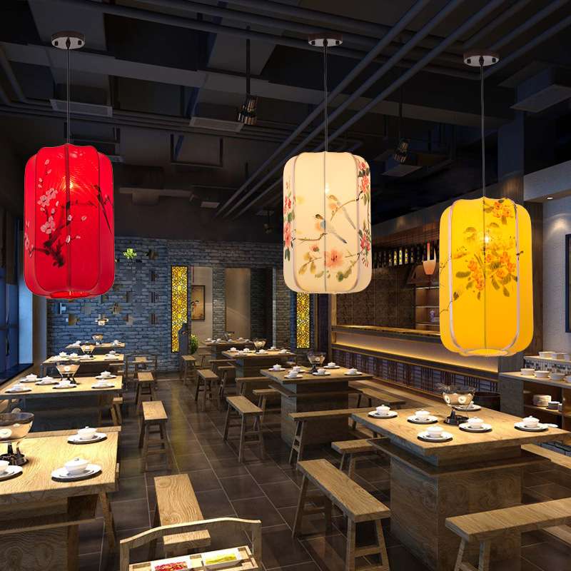 新中式古典小吊灯仿古餐厅火锅店茶楼过道走廊中国风布艺灯笼灯具