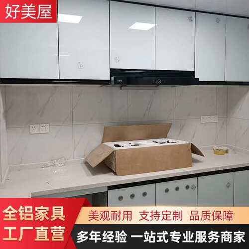 铝制边框橱柜门隐边晶钢门隐边C型拉手浅金拼接钢化玻璃 供应