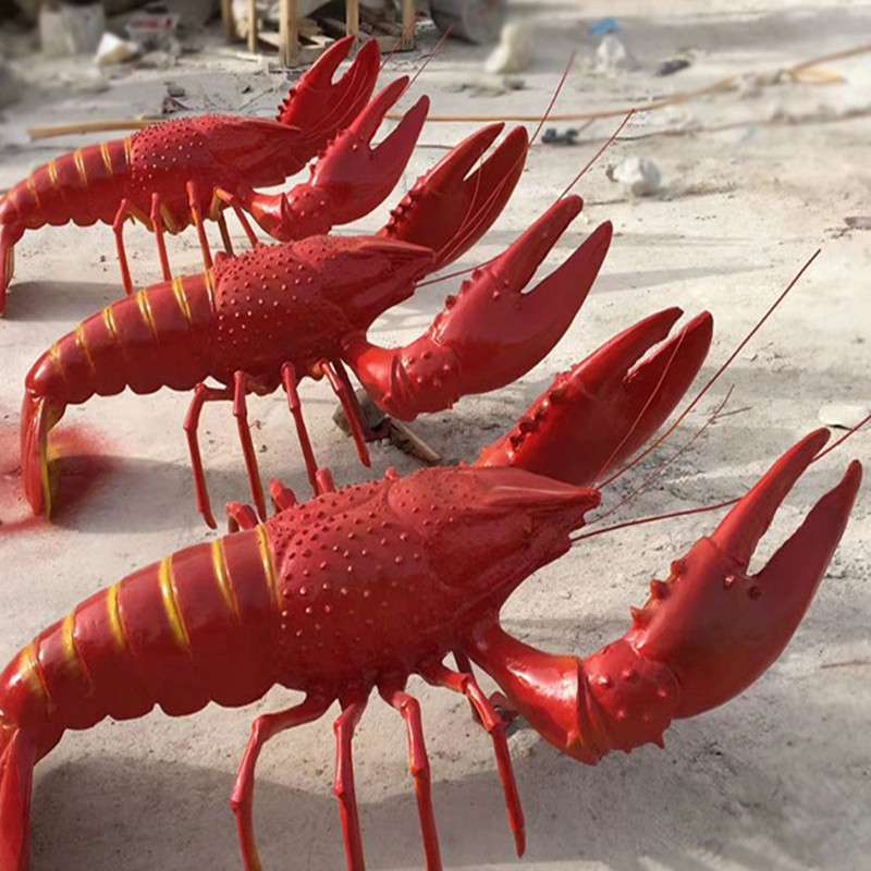玻璃钢龙虾模型门口招牌树脂仿真发光小龙虾雕塑海鲜店大排档迎宾