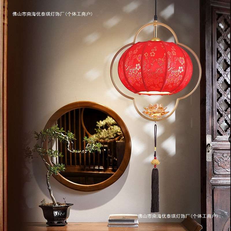 古典中国风创意古风灯笼茶楼餐饮新中式莲花书房玄关过道小吊灯具