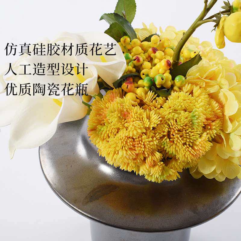 仿真花摆件迎春假花室内客厅茶几电视柜摆花餐桌花艺摆设花卉盆栽