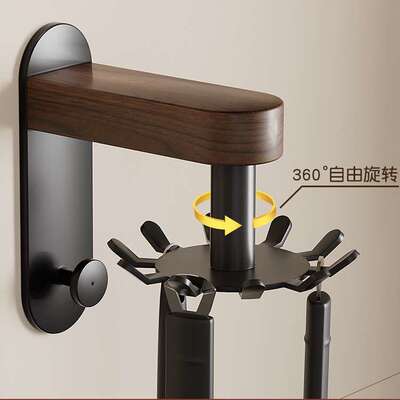 实木壁挂厨房挂钩旋转多功能勺子锅铲收纳架厨具置物架免打孔挂架