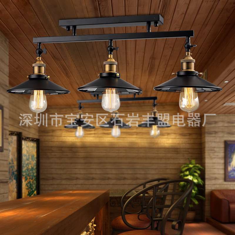 美式北欧复古工业风吸顶灯个性餐厅吧台书房过道镜面三头吊灯壁灯