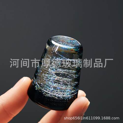 斑斓星空盖置高端炫彩星空盖托手作高硼硅玻璃茶器配件