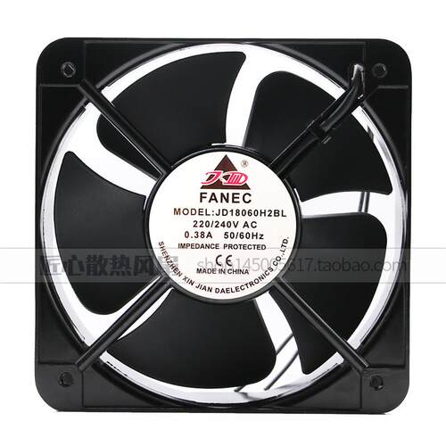 JD-A18060H2BL 220V 0.38A FANEC机柜金属散热风扇耐高温