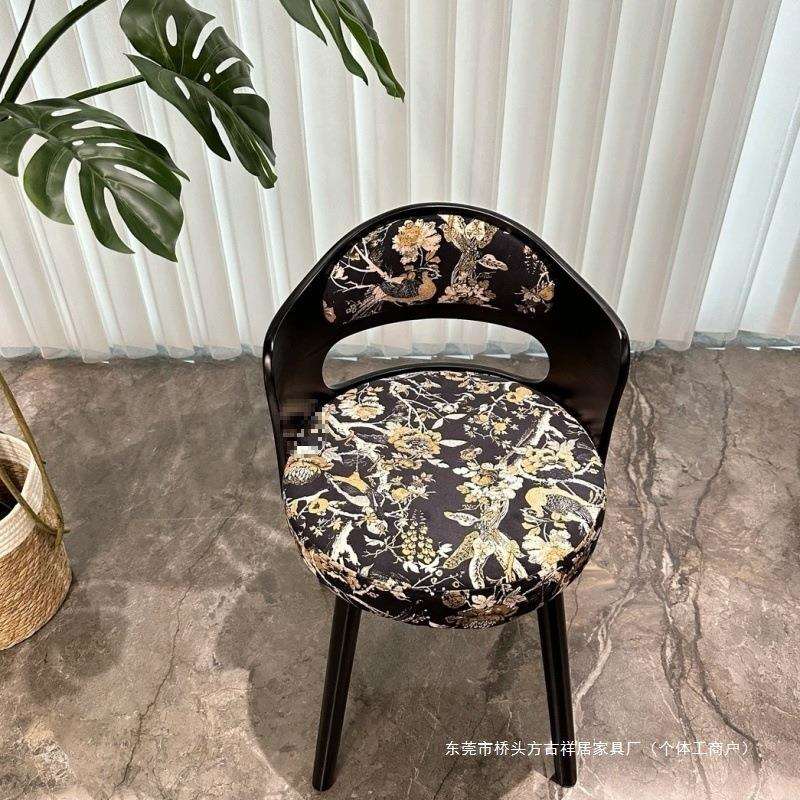 中古风可旋转复古轻奢客厅凳子餐厅凳吧台椅儿童学习旋转凳子木