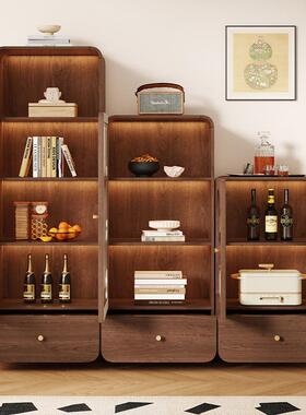 Yla复古风玻璃餐边酒柜靠墙家用客厅立柜电视边柜展示置物窄柜储