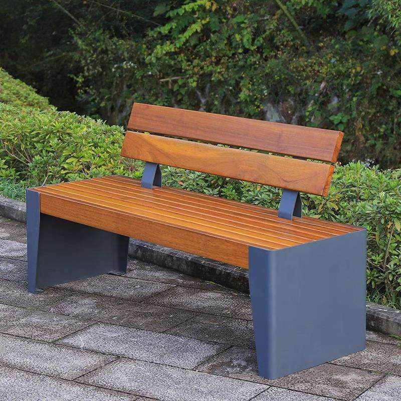 休闲防腐木座椅户外休息长椅带靠背长条凳室外广场小区实木公园椅