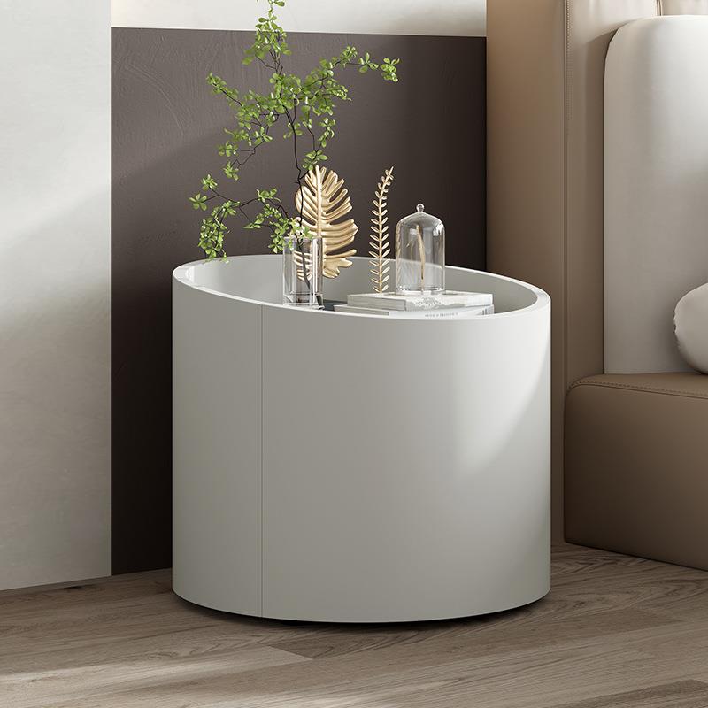 意式极简实木烤漆床头柜现代简约奶油风圆筒柜北欧款圆形床边柜