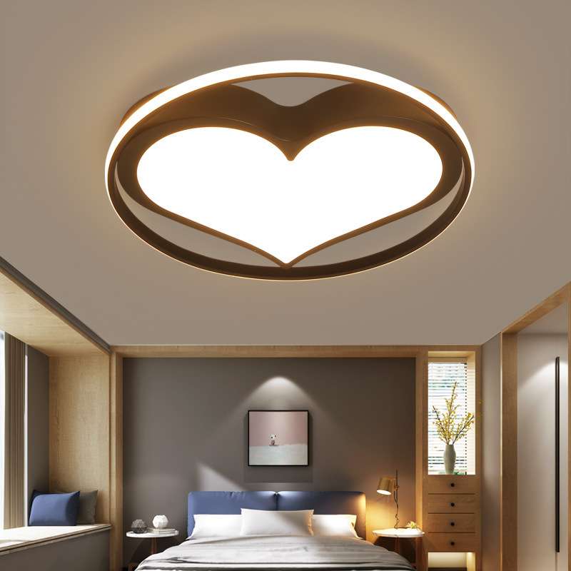 卧室灯现代简约led吸顶灯铁艺爱心儿童房灯具卧室灯创意书房灯具