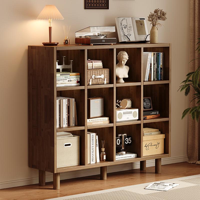 实木书架落地矮书柜客厅靠墙家用矮柜子储物柜自由组合格子柜收纳