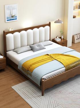 北欧全实木床1.8m现代简约主卧轻奢白色床高箱储物床奶油风婚床