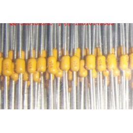 独石电容 圆柱形104K 50V 0.1uF 精度10% 排带 盒装 5000只一盘