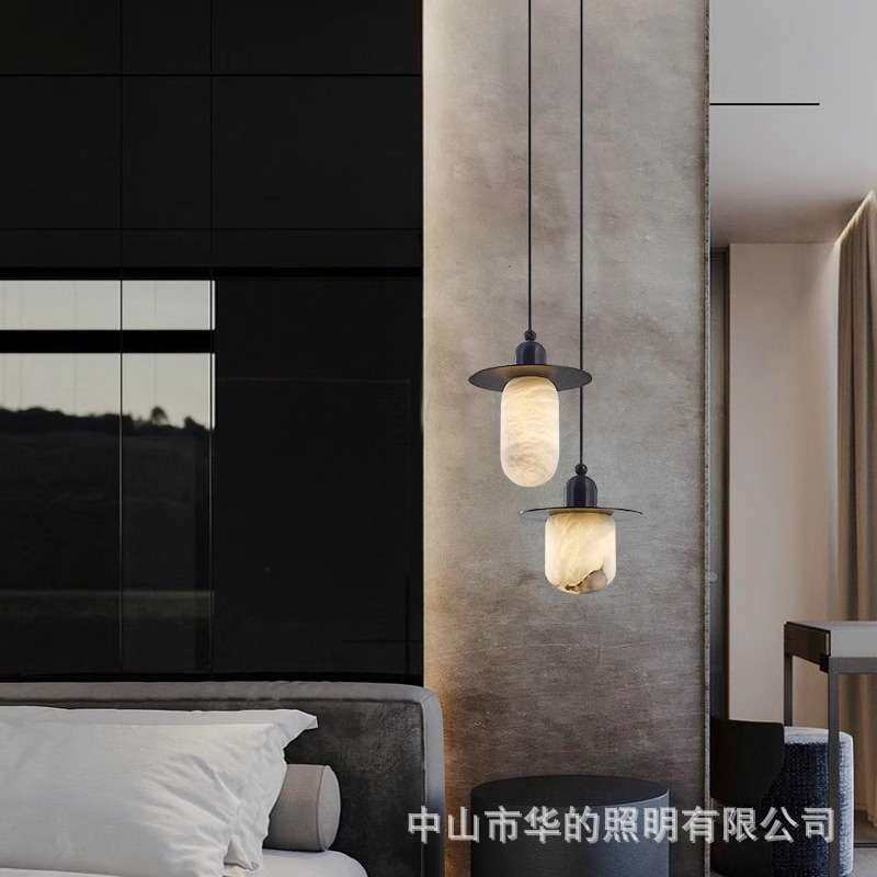 现代卧室书房床头小吊灯北欧创意餐厅全铜云石灯意式简约吧台灯具