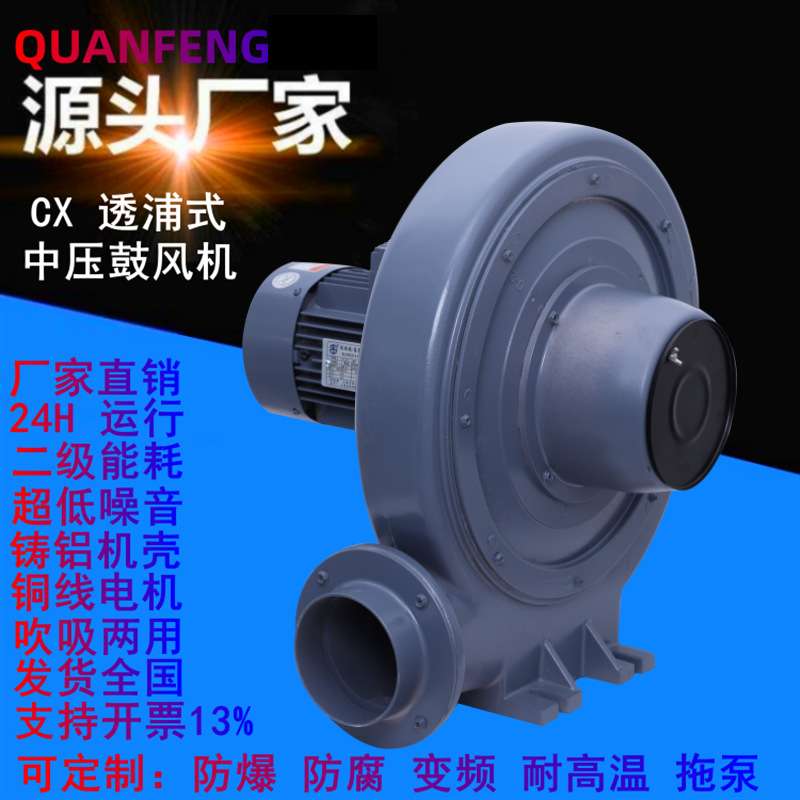 CX-75透浦式风机0.75KW中压风机750W380V透浦式中压鼓风机