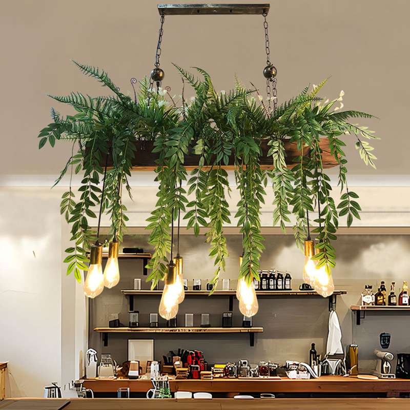 2025年植物吊灯创意工业风火锅店酒吧餐吧店铺商用装饰灯多头吊灯