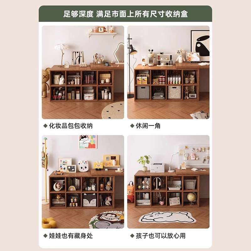 长条书桌家用成人可伸缩梳妆台斗柜一体学习桌中古L型电脑办公桌