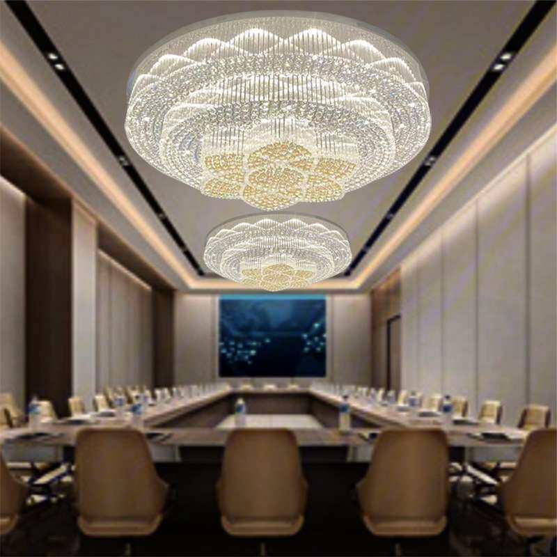 酒店大堂水晶吊灯售楼部沙盘工程灯具餐厅圆形大厅吸顶灯工业风