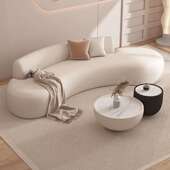 时尚 公寓小户型客厅出租屋简约沙发现代轻奢弧形布艺茶几组合沙发