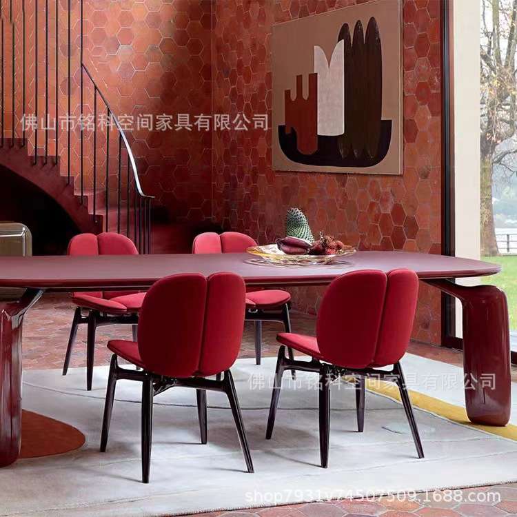 法国设计师意式餐桌法式实木椭圆餐桌现代简约餐桌轻奢大户型餐桌
