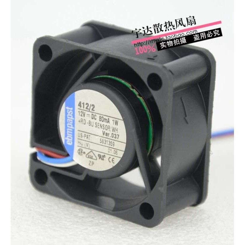 德国papst 4020mm 412/2 DC12V 80mA 1W 风量大耗电小散热风扇+