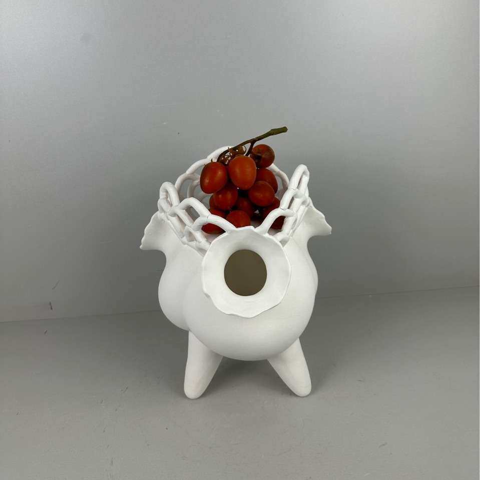 简约现代小众个性陶瓷花瓶样板房博物架装饰品摆件磨砂白色工艺品