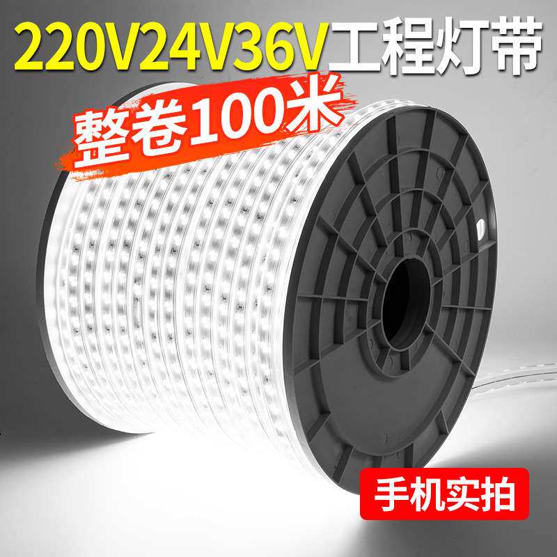 36v灯带led灯条100米220V户外防水养殖场工地照明隧道船用24V低压