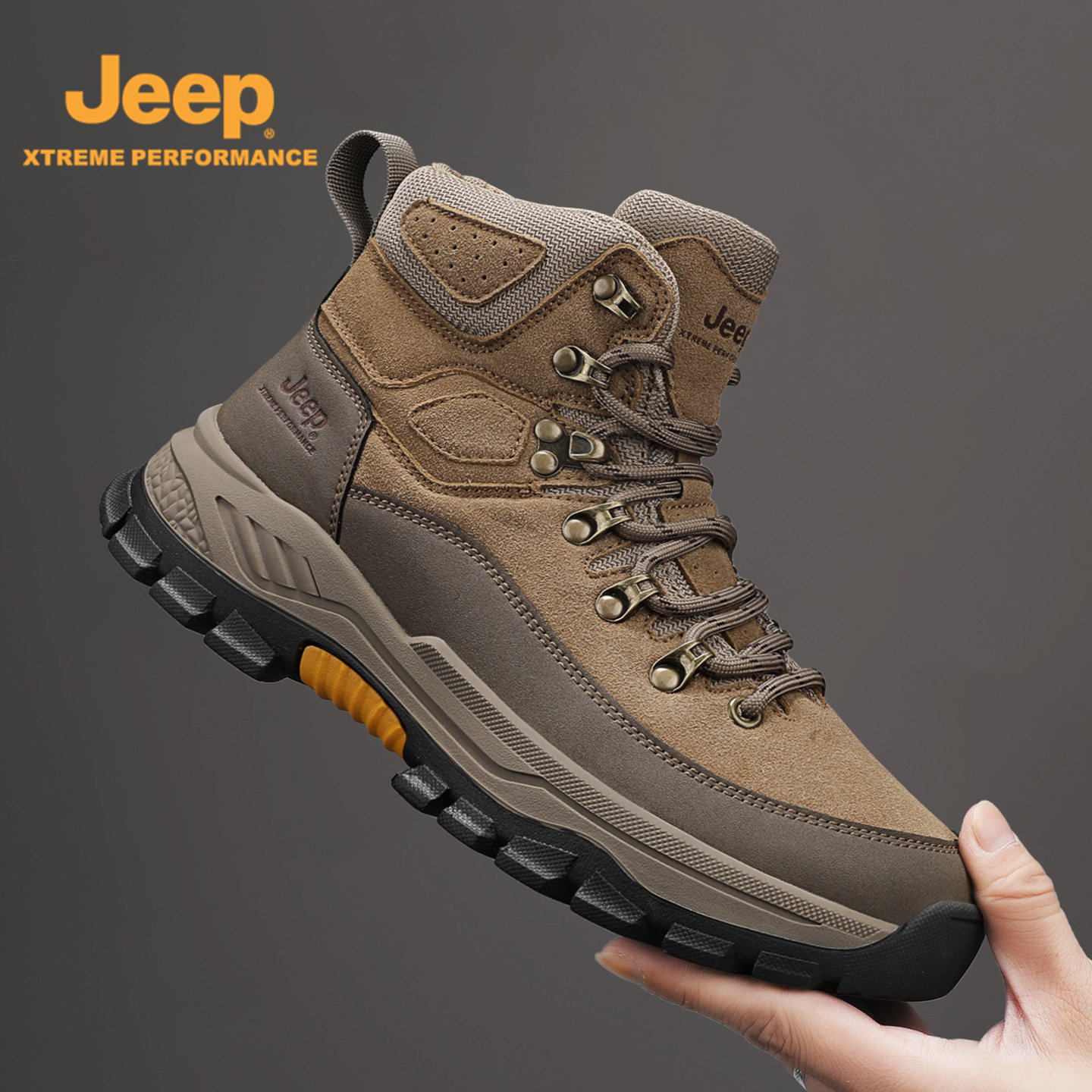 jeep吉普马丁靴男2025新款秋季户外防滑登山工装靴子耐磨高帮男鞋,流行男鞋,马丁靴,淘宝优惠券,粉丝福利购,淘宝优惠卷