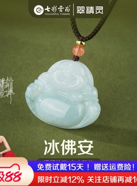 七彩云南天然翡翠吊坠佛公玉佩