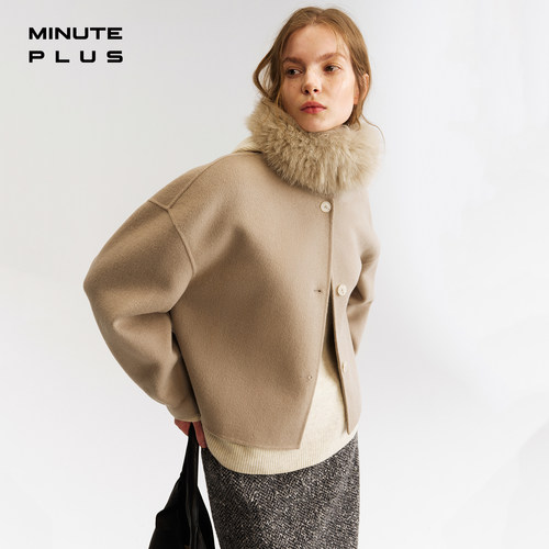 MINUTEPLUS无领廓形羊毛短款外套
