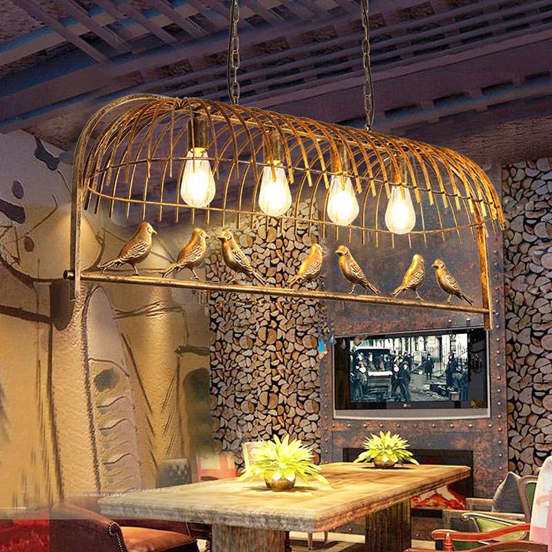 工业风铁艺创意吊灯餐厅咖啡厅客厅灯复古小鸟吊灯酒吧灯具