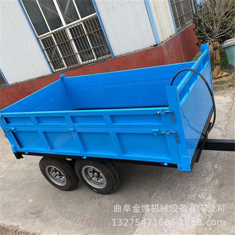 外贸出口液压自卸拖拉机车斗 物料运输拖挂车后牵引3吨车斗车箱