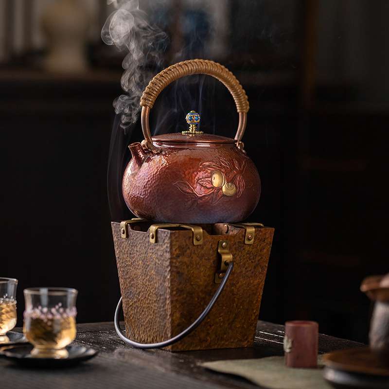 紫铜烧烤炉庭院围炉煮茶桌家用室内烤火炉套装冬天炭火炉火盆户外