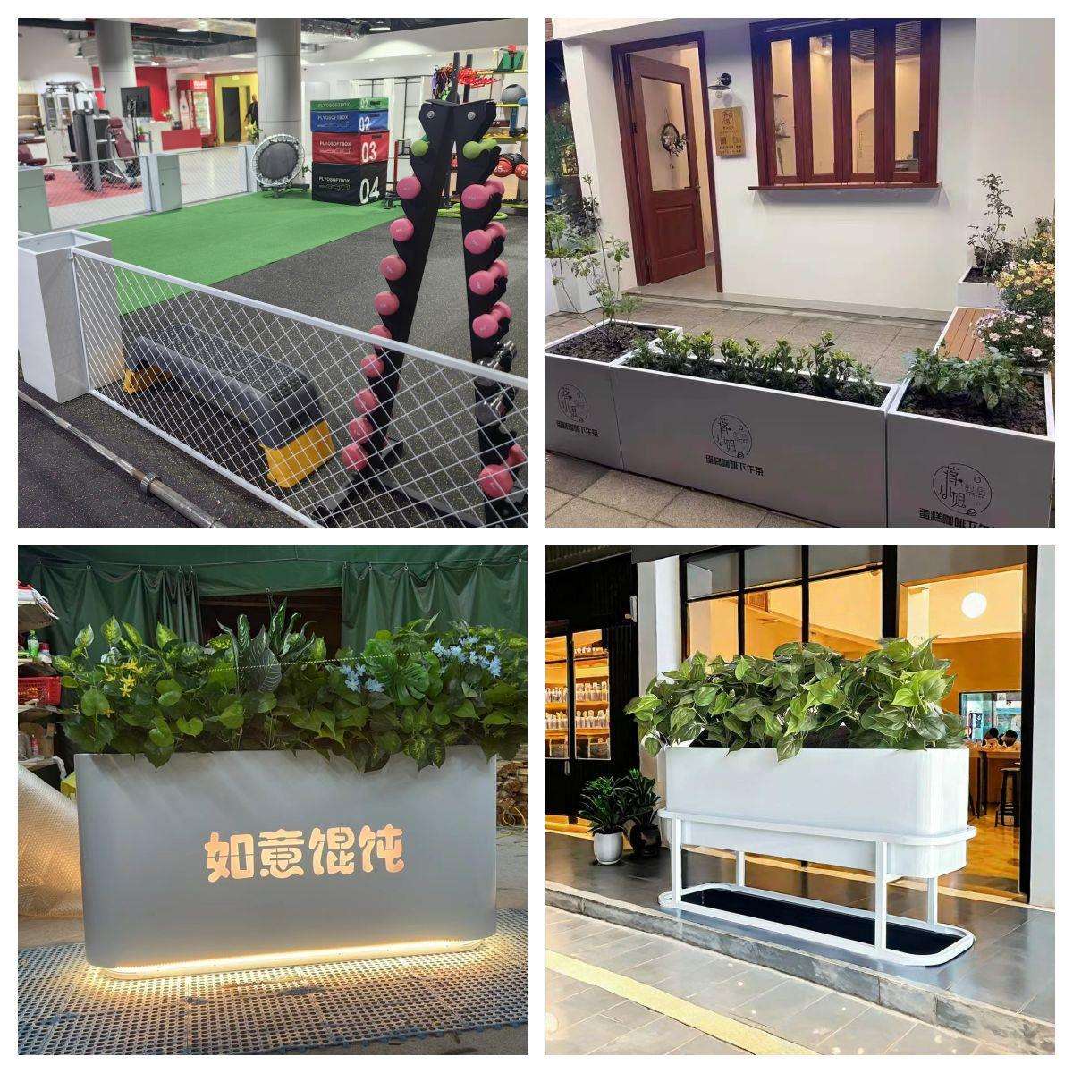 户外太阳能铁艺花箱街道庭院LED发光花盆不锈钢花槽围栏隔断外摆