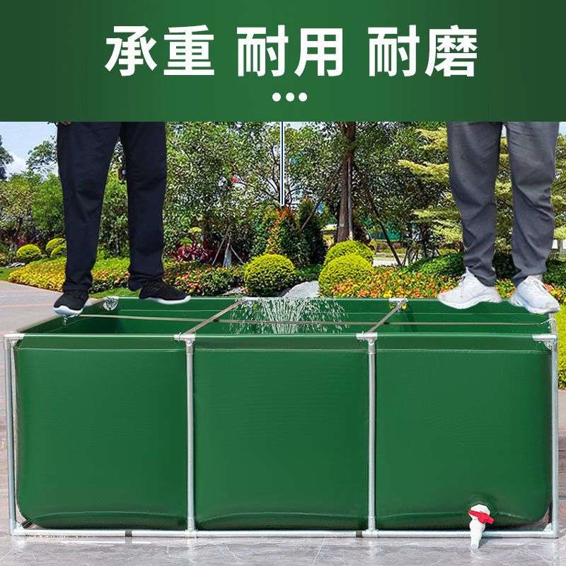帆布鱼池防水布专用带支架阳台加厚养鱼养殖水箱楼顶家用组装水池