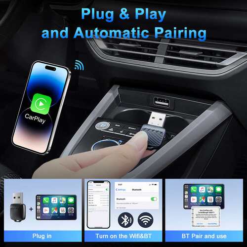 车机无线carplay安卓盒子有线转无线车载auto转接器带转接头带线