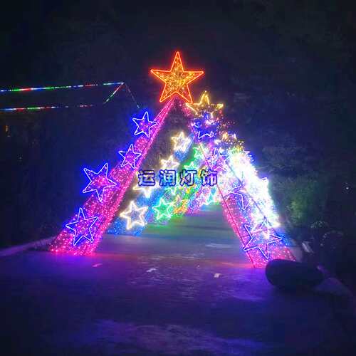 户外爱心街道灯光节LED拱门造型跨街时光隧道工程亮化造型景观灯